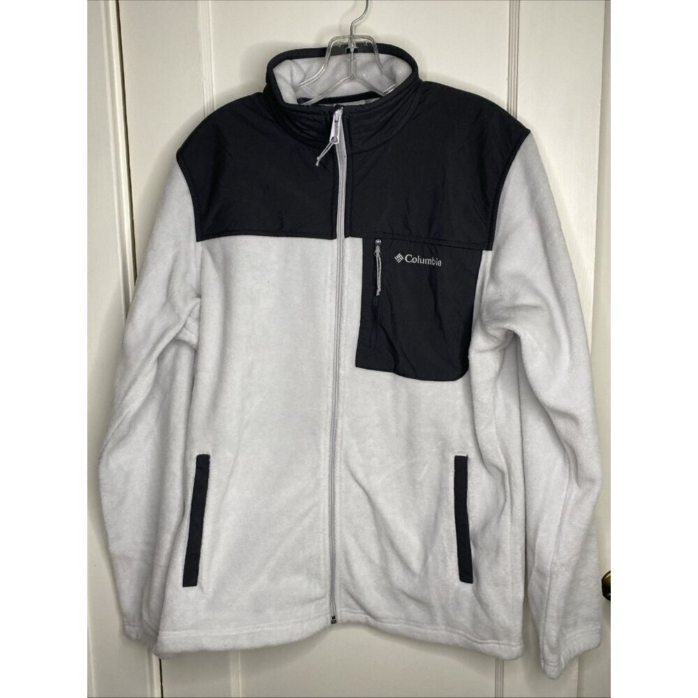 Columbia Men's Granite Steens Mountain Overlay Fleece Jacket White / Gray NWOT